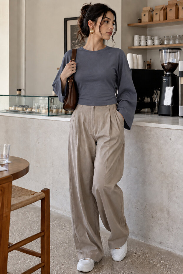 Women's Ankle-Tightened Soft Smoked Blouse
