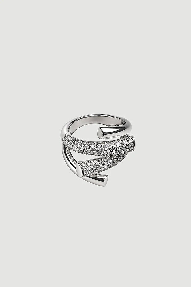 Double Row Stone Ring - Silver
