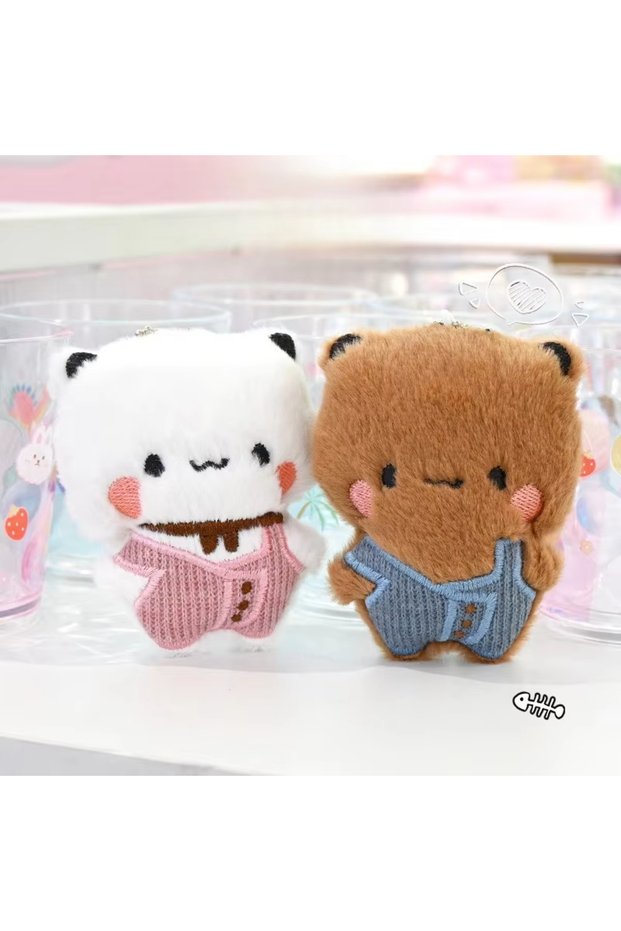Overalls Yier Bubu New Little Bear Bubu and Yier Short Plush Pendant Keychain Dolls Cute Cartoon Pan