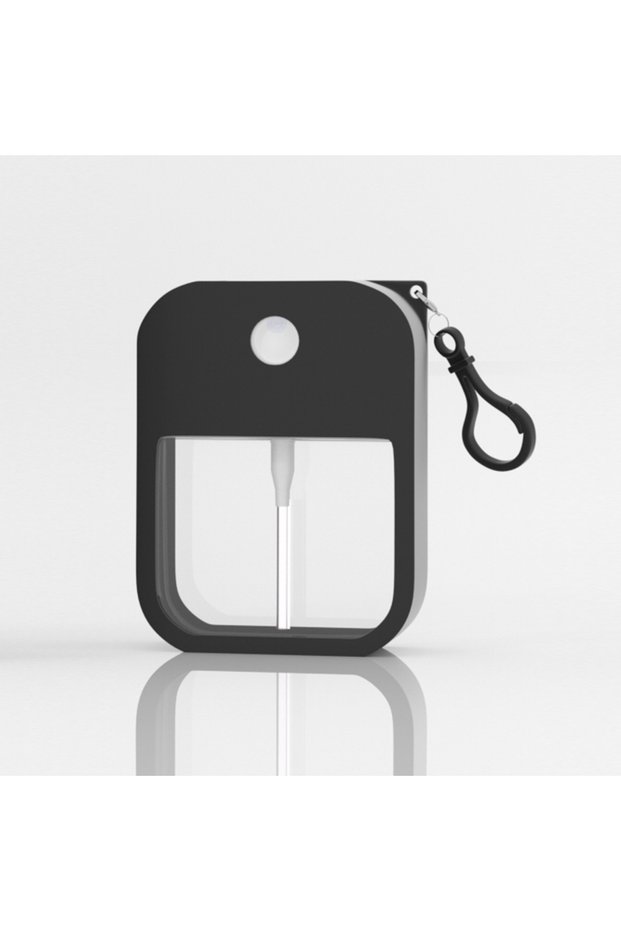 Black New 38ml Portable Card Spray Bottle Silicone Hook Case Refillable Hand Sanitizer Liquid Contai