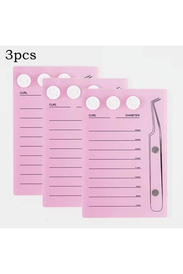 A24-pink 3pcs Acrylic Eyelash Holder False Lashes Tray Display Board Glue Pallet Cup Magnetic Suctio