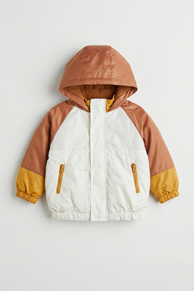 Baby Boy Hooded Zippered Color Block Raincoat