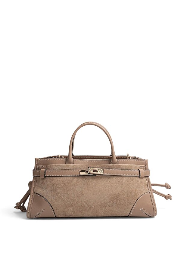 Vizon - Latte Suede Women's Handbag Sp1260