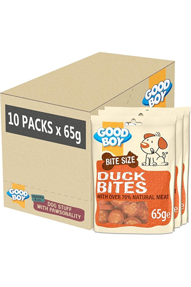 Pawleys & Co. Bite Size Duck Bite Dog Treats - 65g x 10 Packs (Case)