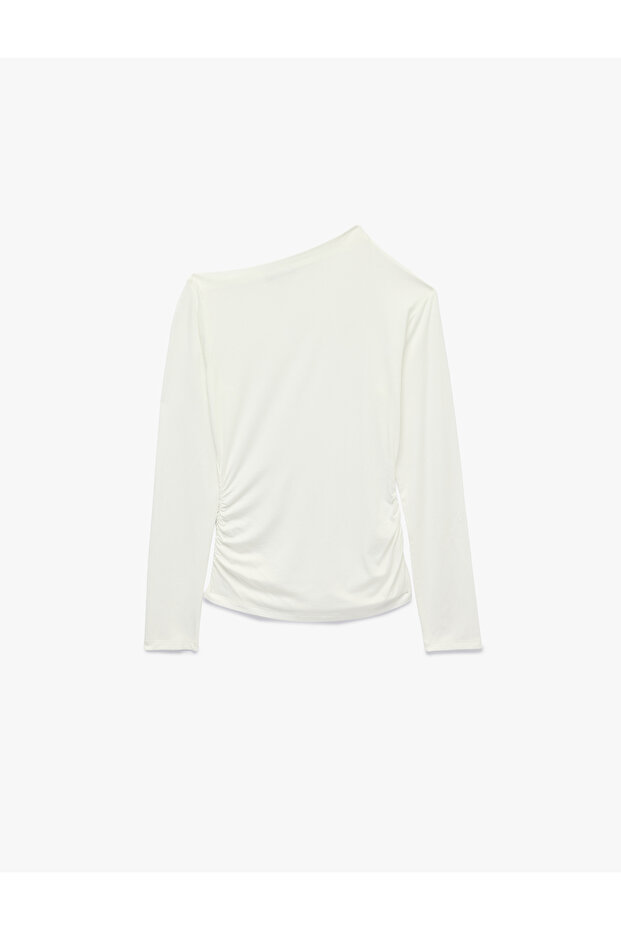 Slim Fit Viscose Long Sleeve Asymmetrical Collar T-Shirt