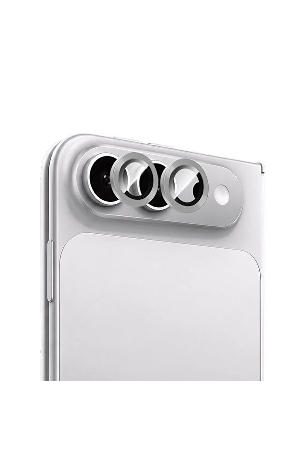 iPhone Duo Compatible Alloy One-Piece Series Anti-Reflective Camera Lens Protector Silver