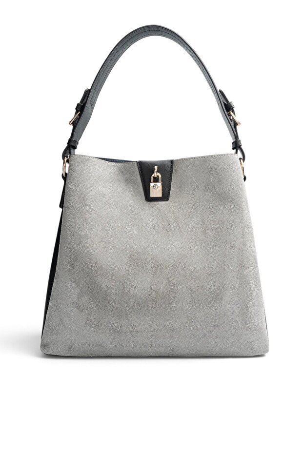 Smoked - Black Suede Women's Shoulder Bag Sp1295
