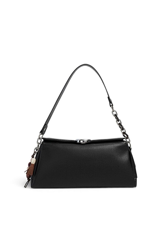 Black - Black Plain Women's Shoulder Bag Sp1294
