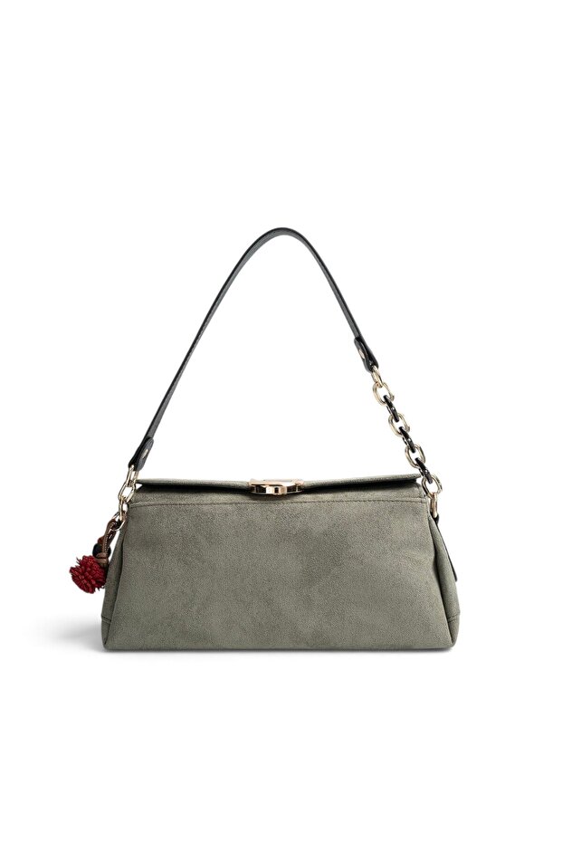 Life Green - Black Suede Women's Shoulder Bag Sp1294