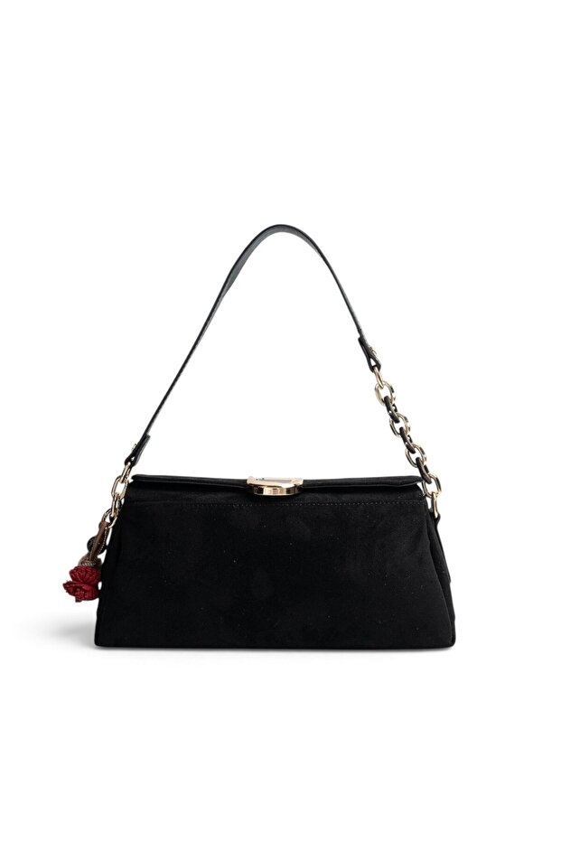 Black - Black Suede Women's Shoulder Bag Sp1294
