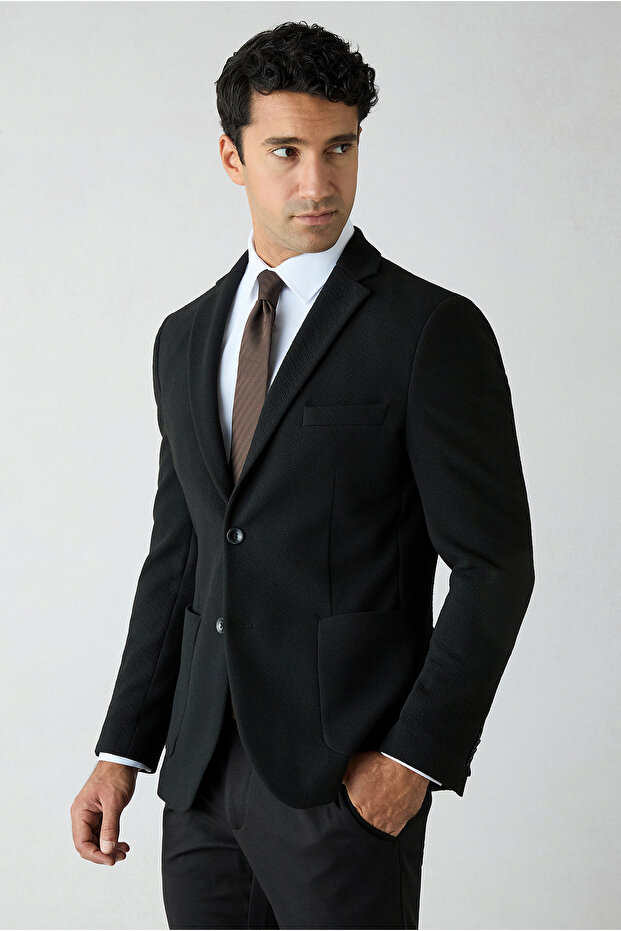 7 Drop Super Slim Fit Extra Slim Fit Patterned Mono Collar Sports Jacket