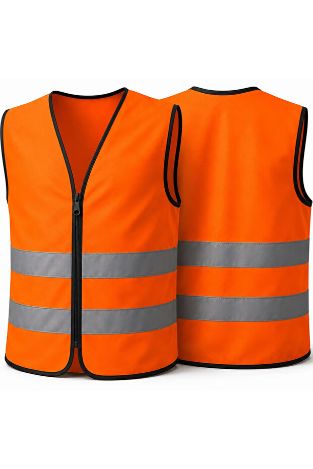 . Reflective Safety Vest, High-Visibility, Reflective Work Vest with Front Zipper, Lightweight Breathable Polyester for Day and Night Use