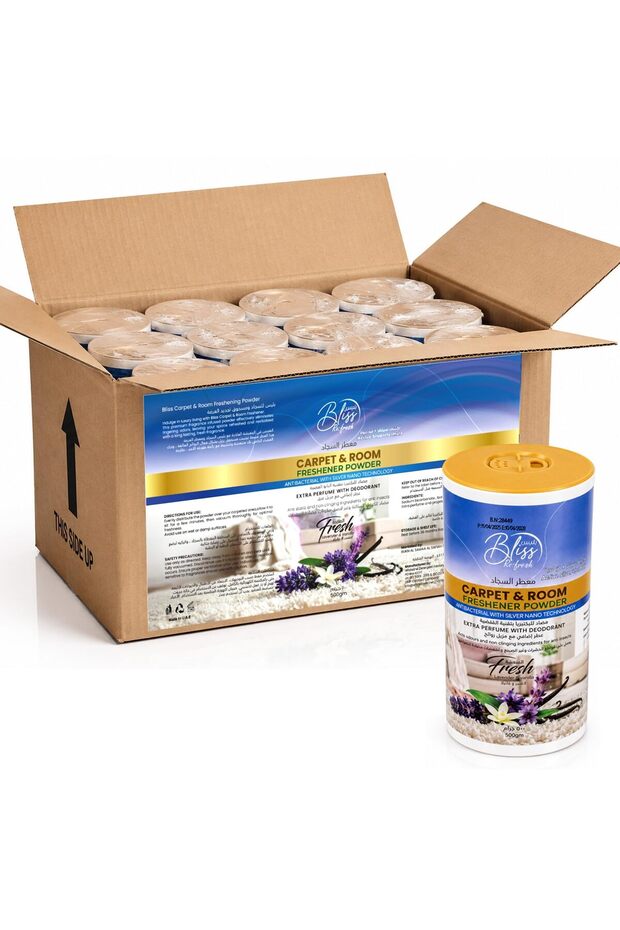 Re-Fresh Antibacterial Carpet Powder Room Freshener 12x500g | Lavender & Vanilla Scent | Extra Strength Odor Eliminator with Silver Nano Technology