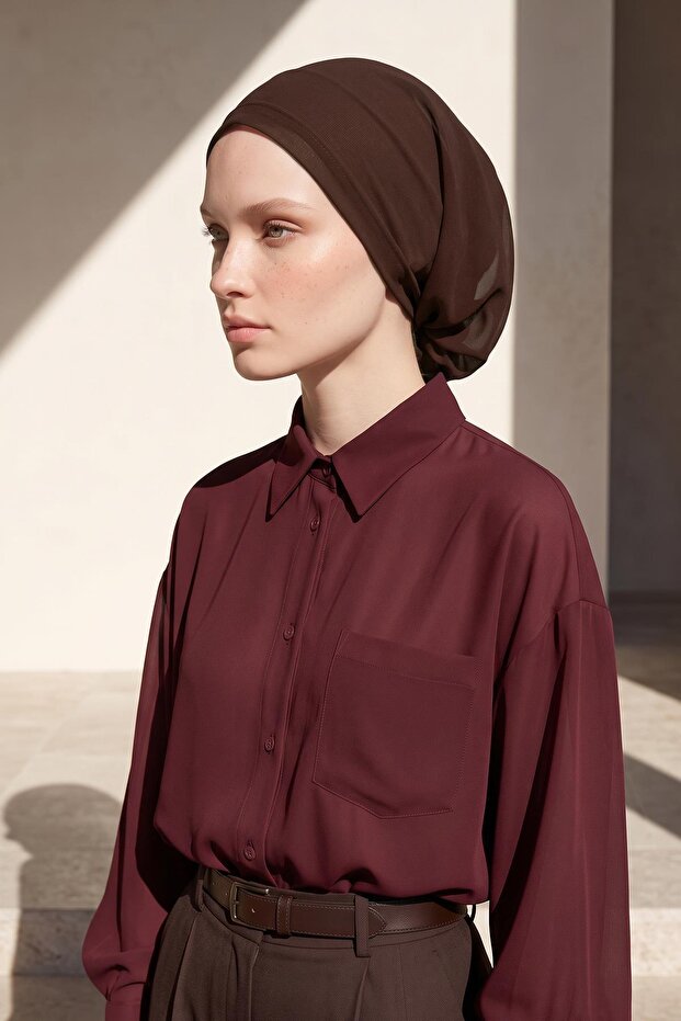 Chiffon Bonnet with Back Gathering Detail, B-102S