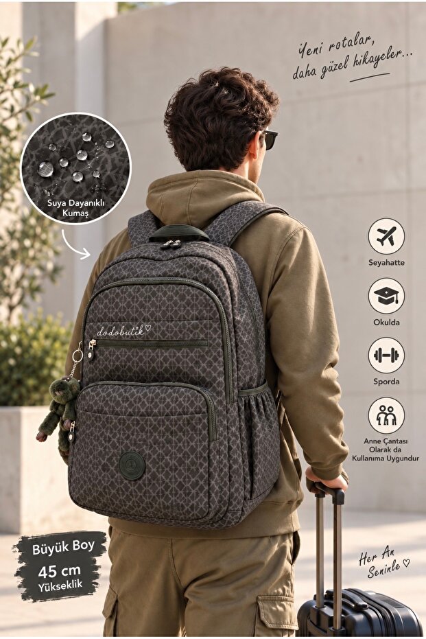 Water Resistant Large Patterned Backpack