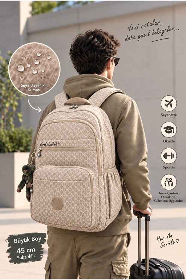 Water Resistant Large Patterned Backpack