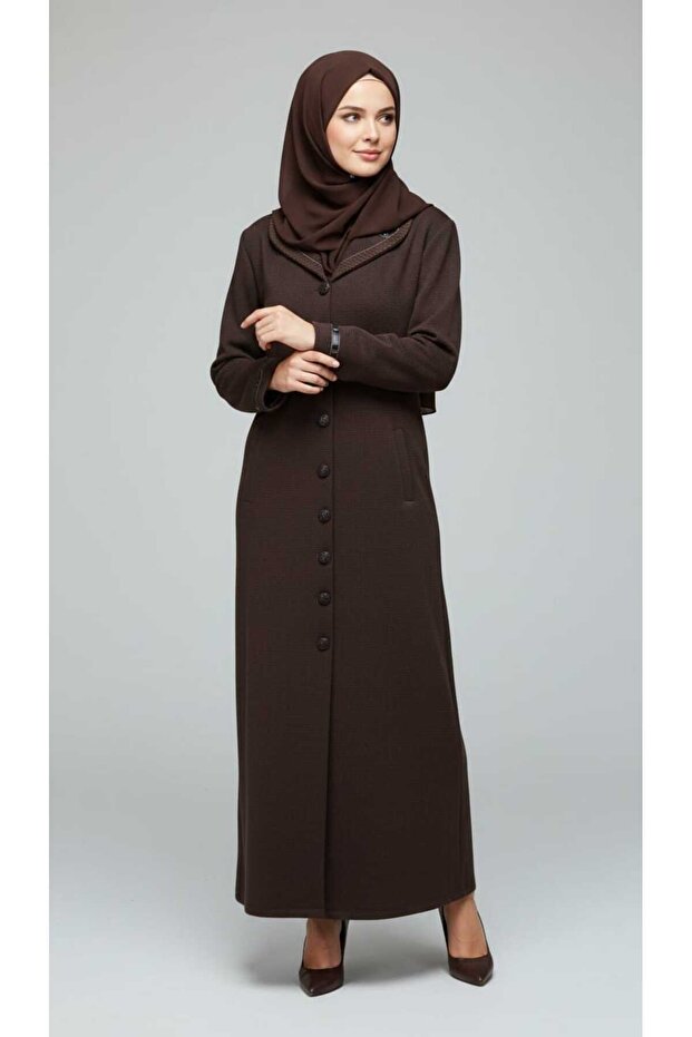 Women's Middle-Aged and Older Women's Honeycomb Fabric Ferace with Collar, Buttons and Pockets