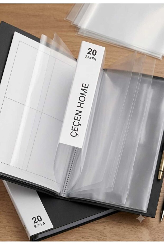 20-Page Presentation Folder A4 Format with Transparent Foil and Black Protective Cover for Documents