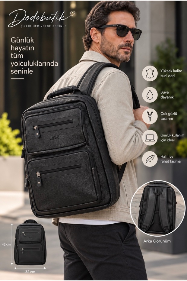 High Quality Faux Leather, Men's Backpack