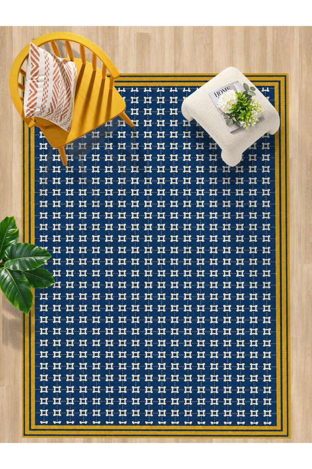 Aura Checkered Rhythmic Patterned Woven Base Decorative Carpet Auraplus50