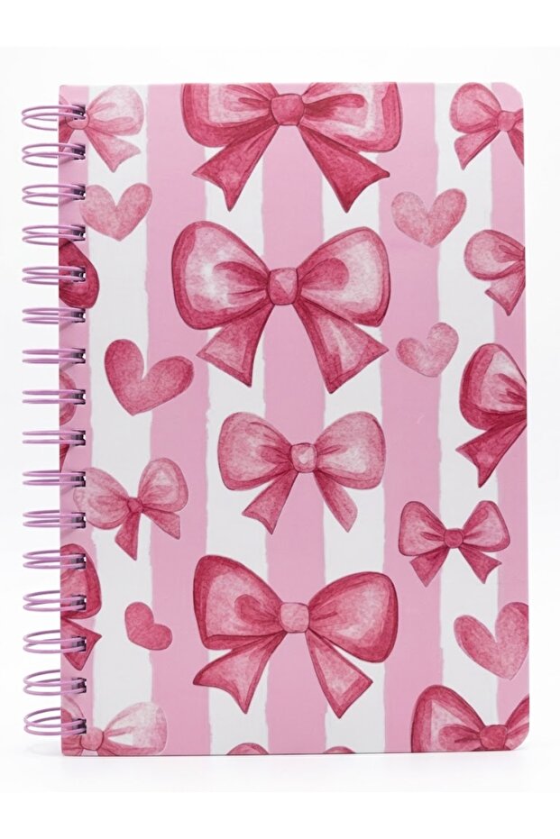 Pink Ribbon 01 Patterned Spiral Lined Notebook - Lined Leafed Notepad