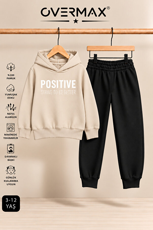 Positive Printed Children's Hooded Tracksuit Set – Ages 3-12