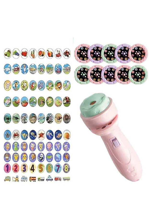 Kids Projector Flashlight Toy – 80 Educational Story Projections with 10 Slides, Night Time Learning & Sensory Play Torch for Toddlers (Ages 3-6) – Interactive Bedtime Adventure, Durable & Sa