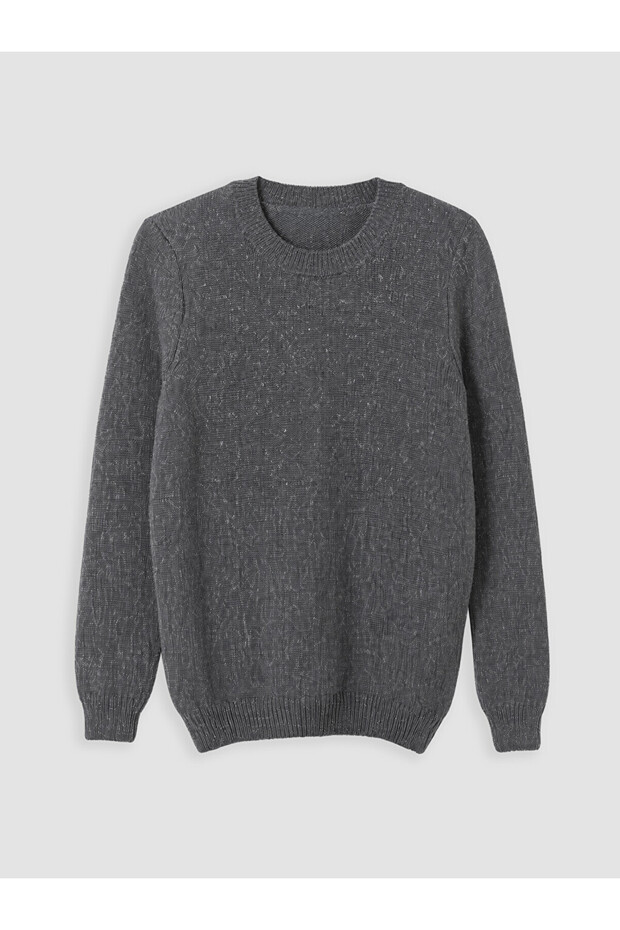 Vizyon New Season Gray Crew Neck Men's Knitwear Sweater