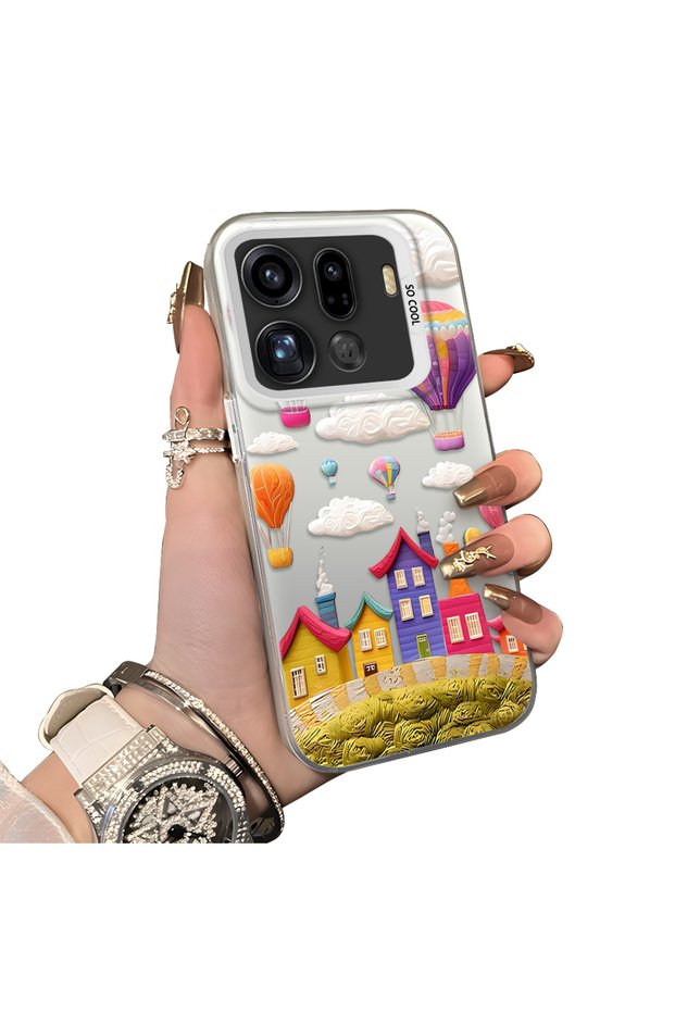 Oppo Find X9 Pro 5g Compatible Silicone Edge Hard Back Case Balloon Pattern Couple Phone Case