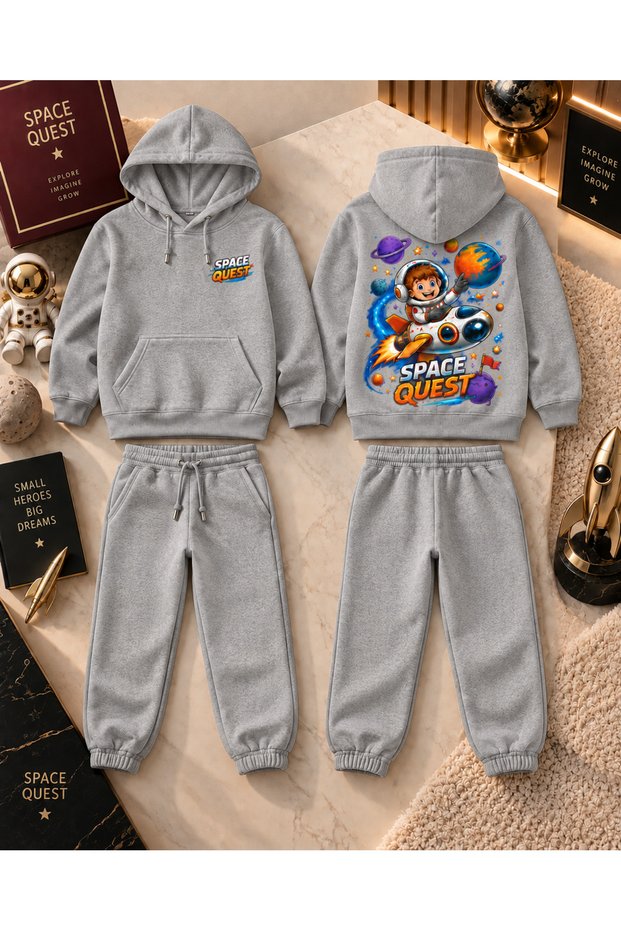 Space Quest Unisex Kids Adult Hooded Tracksuit Set 5 Colors Cotton 2 Piece Set
