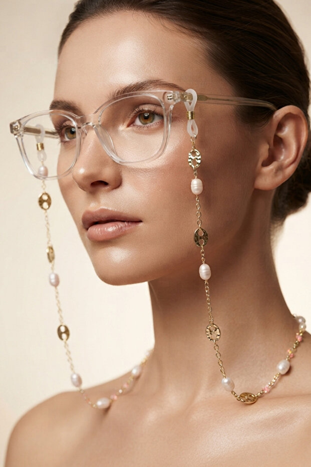 Pearl Button Model Brass Eyeglass Chain