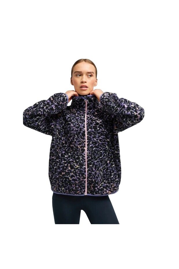 Women's Purple-Black Waves of Warmth Zippered Fleece