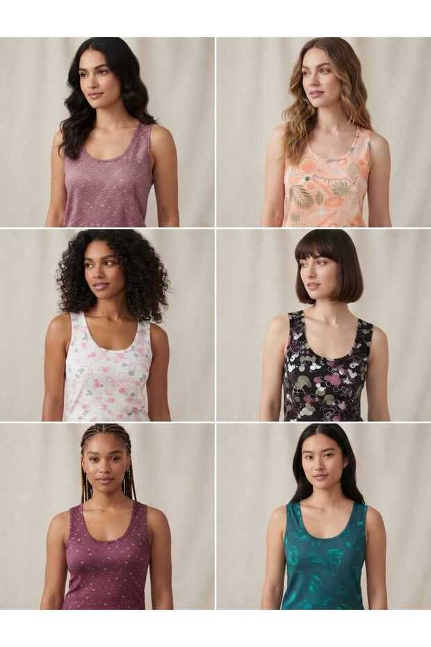 Cotton Patterned Undershirt with String Straps