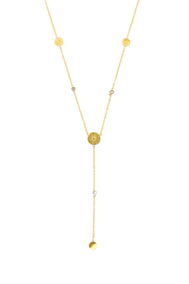 Steel Sequin Y Necklace