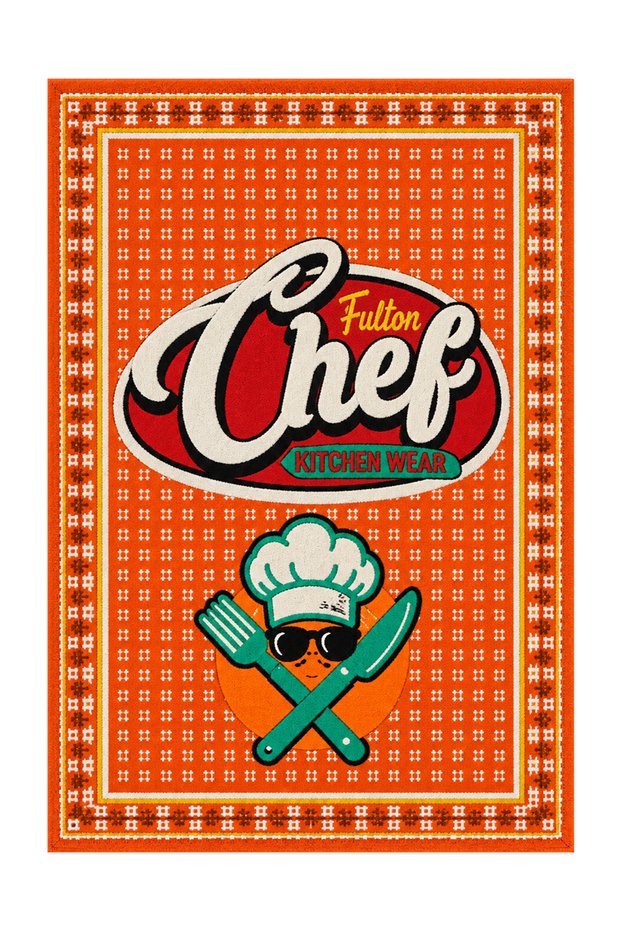 Aura Chef's Kitchen Patterned Woven Base Decorative Carpet Auraplus56