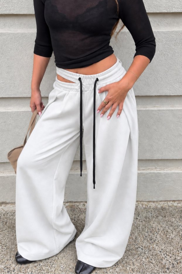 Women's Low-Waist, Double Elastic Detailed, Wide-Leg Sweatpants