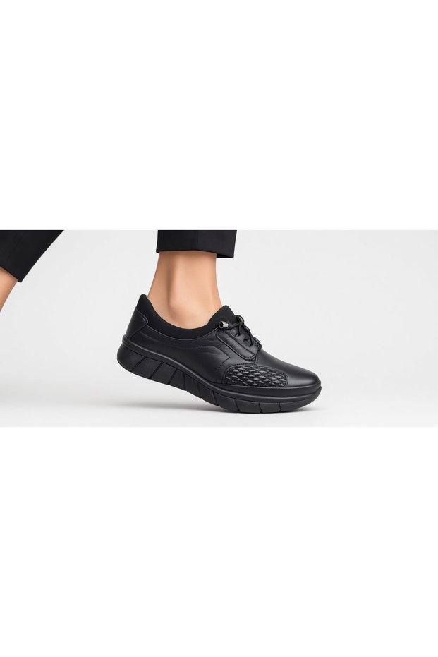 Genuine Leather Orthopedic Hallux Valgus Bone Protrusion Heel Spur Medical Anatomical Daily Women's Shoes with Adjustable Elastic for Knee and Waist Pain