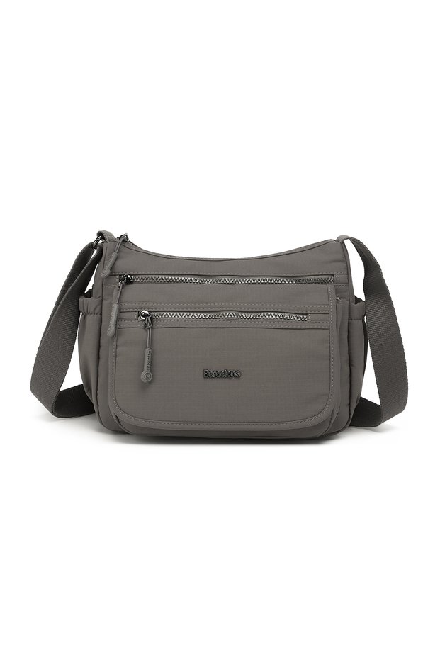 Dark Gray Medium Size Lightweight Fabric Multi-Pocket Women's Messenger Shoulder Bag