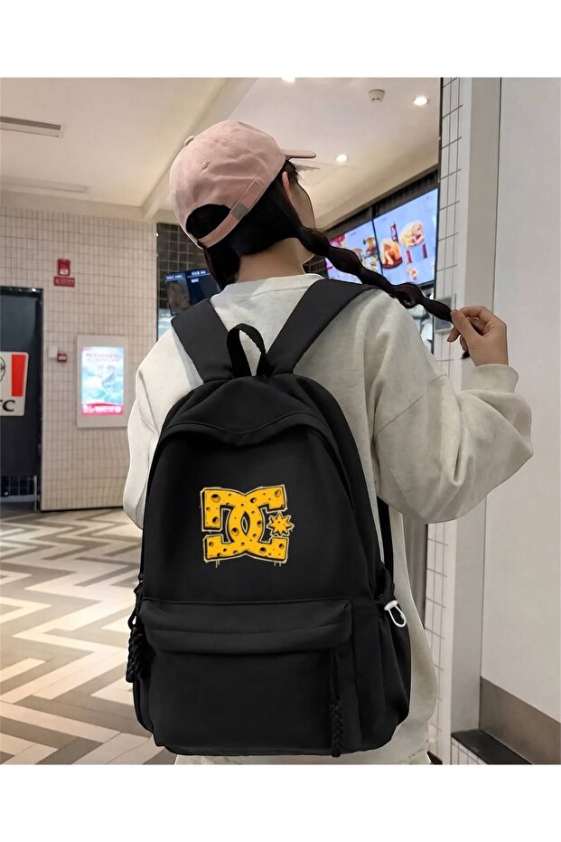 Black Dc Cheese Printed School, Office, Course Backpack