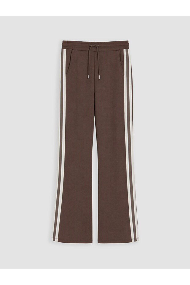 Özmarka New Season Brown Striped Soft Touch Women's Sweatpants
