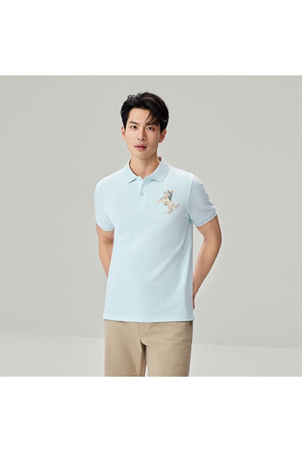 Men’s Slim Fit Napoleon Embroidery Lycra Pique Polo