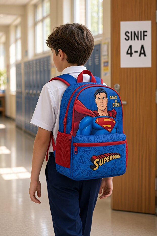 Hero Themed Primary School School Bag with 2 Compartments and Tablet Pocket Student Backpack 43 X 26 X 10 cm