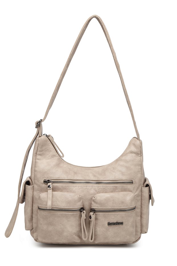 Daily Multi-Pocket Long Strap Women's Crossbody and Shoulder Bag Dark Beige