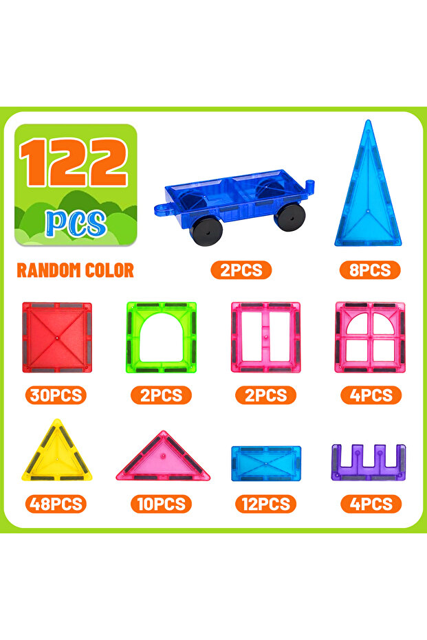 122PCS Magnetic Building Blocks Construction Set Montessori Sensory Educational DIY Toy For 3Years+