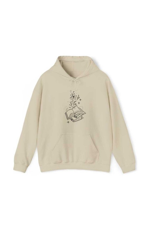 Unisex Beige Relaxed Fit Hooded Kangaroo Pocket Thick Sweatshirt