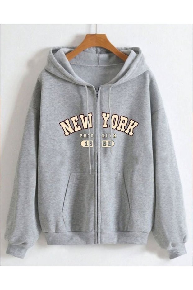 Unisex Gray Hooded Oversize Sweatshirt Comfortable Fit Cotton with Fleece Inside