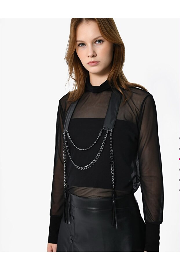 Dq226179 Tulle Blouse Transparent Lycra