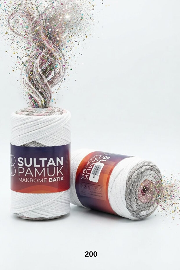 1 Piece Sultan Cotton Macrame Batik Hand Knitting Thread 250 Grams 225 Meters Thread Thickness 2 mm Color: 200