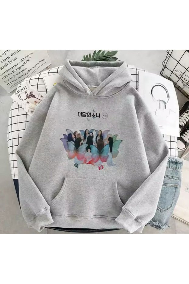Unisex Gray Kangaroo Pocket Thick Fabric Oversize Hooded Sweatshirt Hoodie