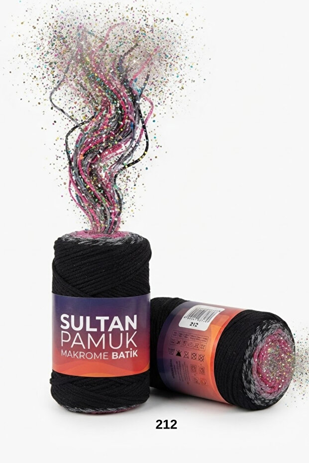 1 Piece Sultan Cotton Macrame Batik Hand Knitting Thread 250 Grams 225 Meters Thread Thickness 2 mm Color: 212